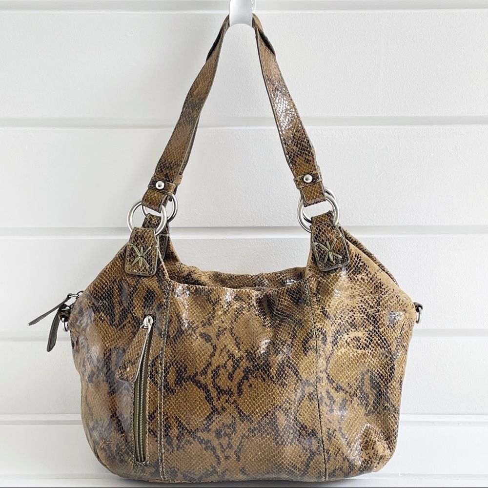 CHI By Carlos Falchi Vintage Snakeskin Shoulder Hobo Bag